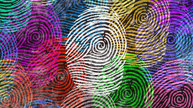 colourful fingerprints on black background
